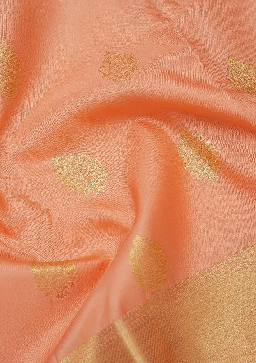Peach Zariwork Pure Silk Saree-Koskii