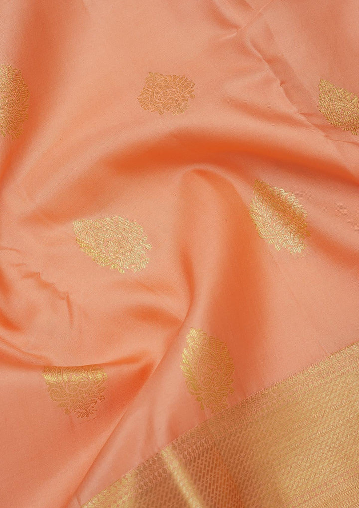 Peach Zariwork Pure Silk Saree-Koskii