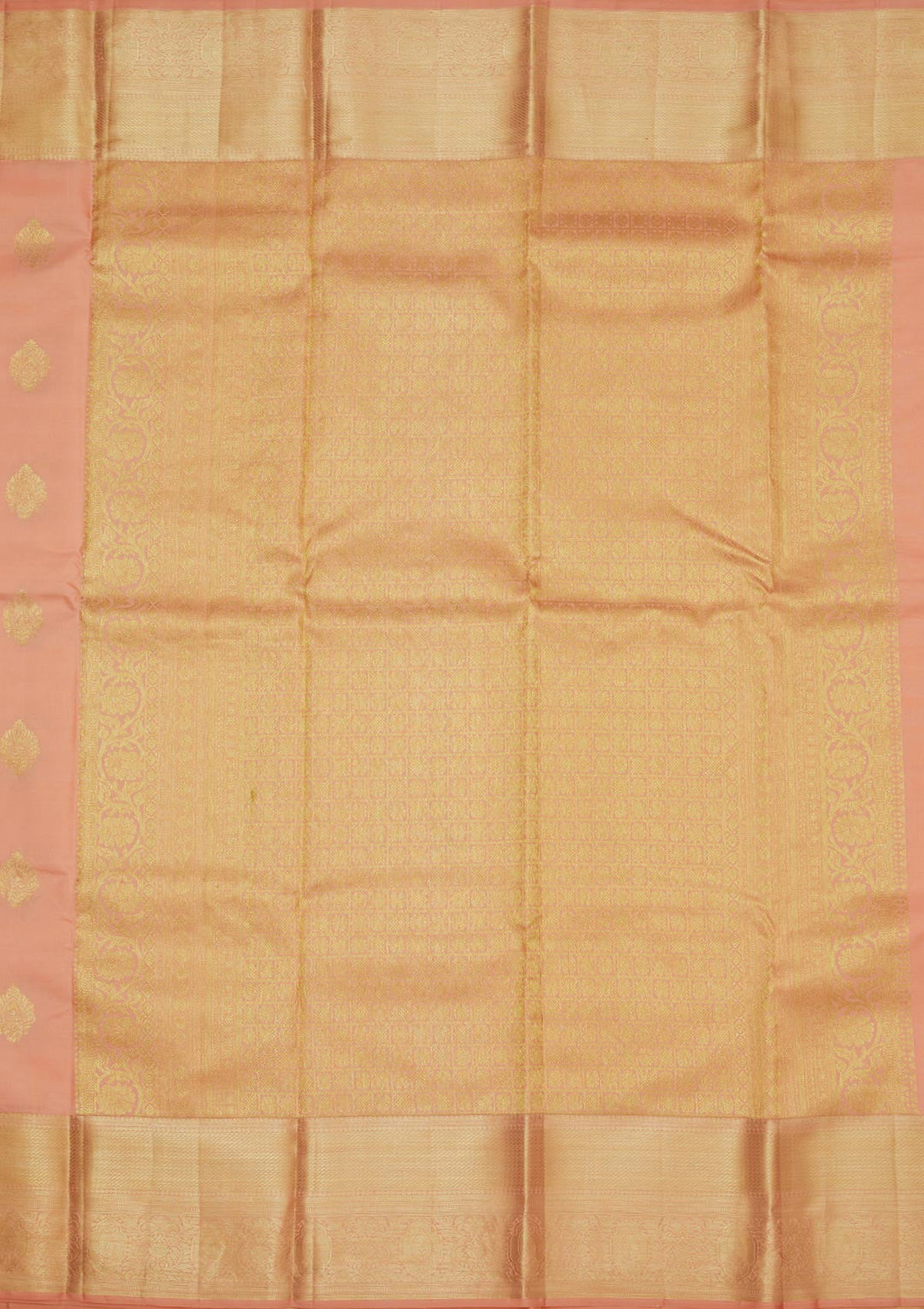 Peach Zariwork Pure Silk Saree-Koskii