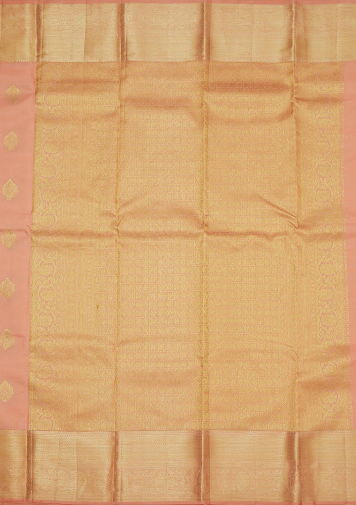 Peach Zariwork Pure Silk Saree-Koskii