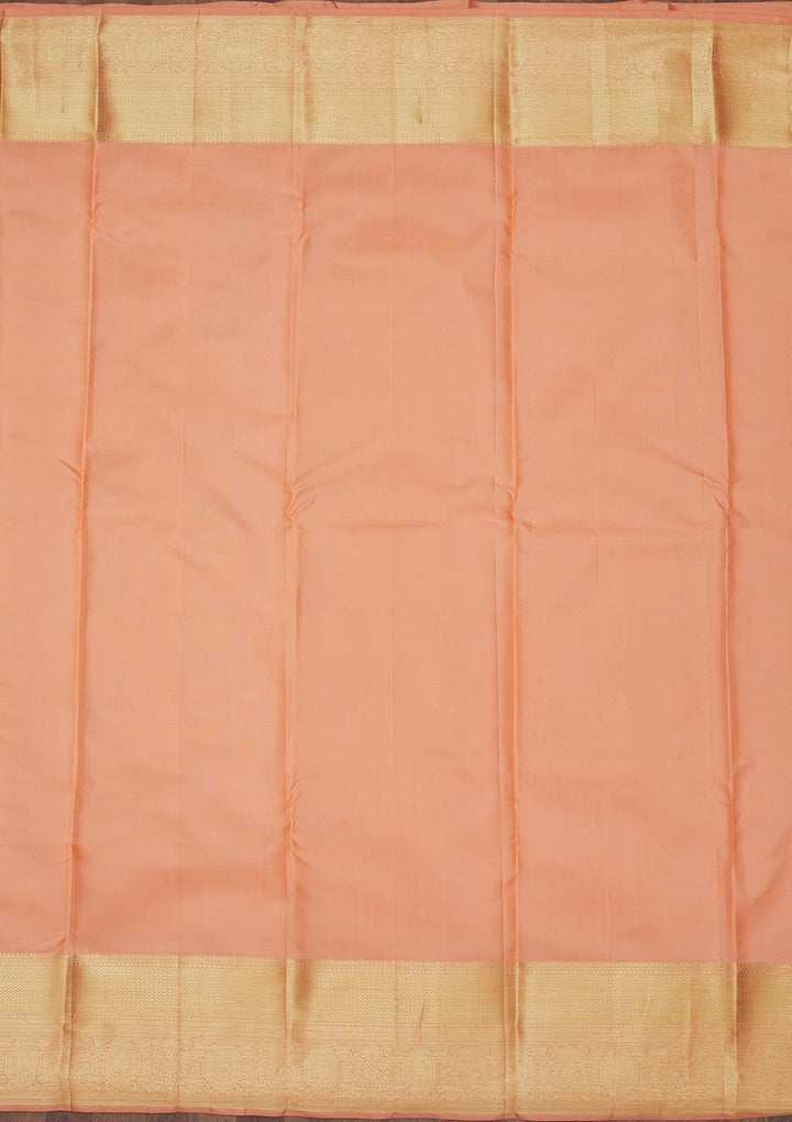 Peach Zariwork Pure Silk Saree-Koskii