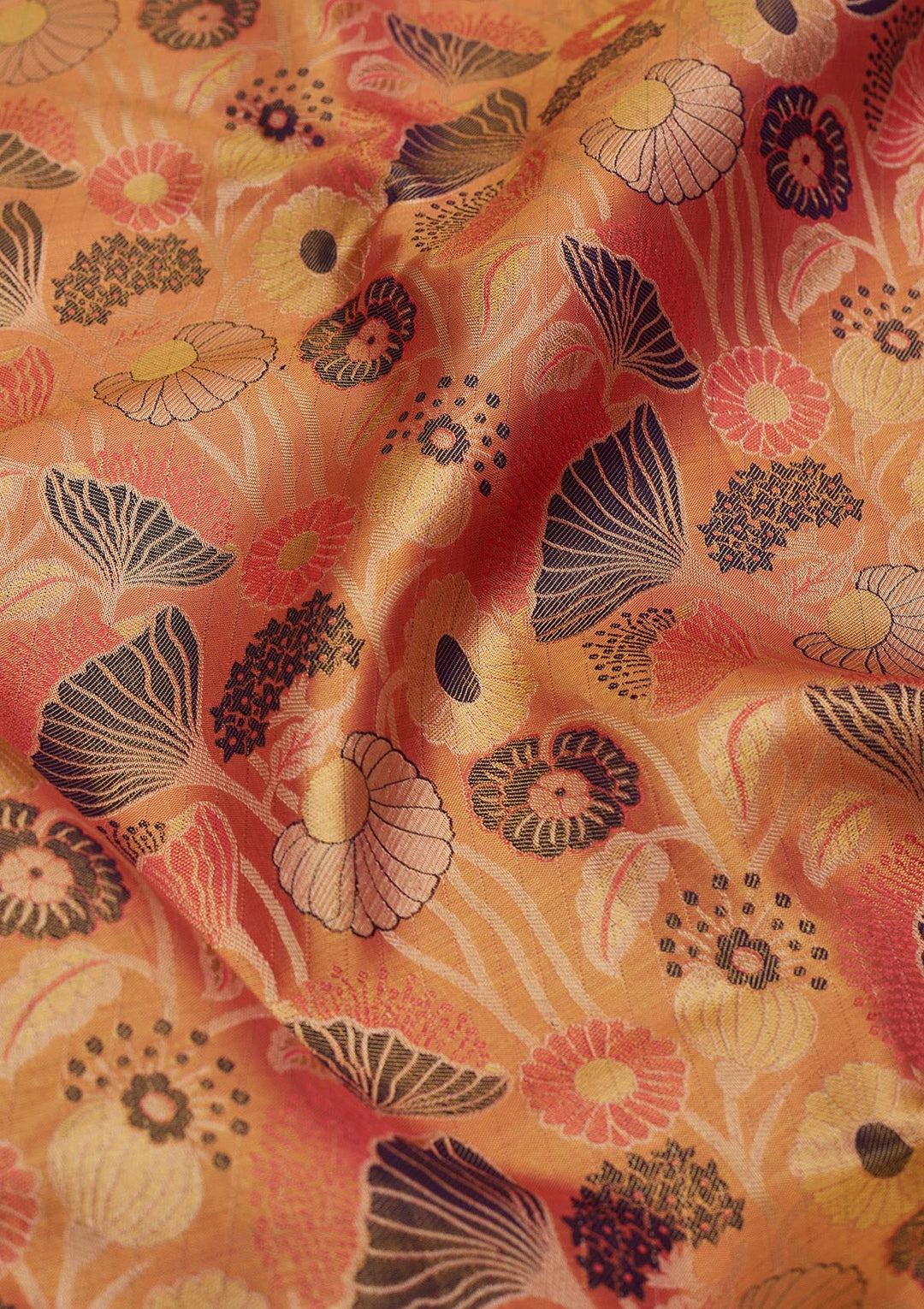 Peach Zariwork Pure Silk Saree-Koskii