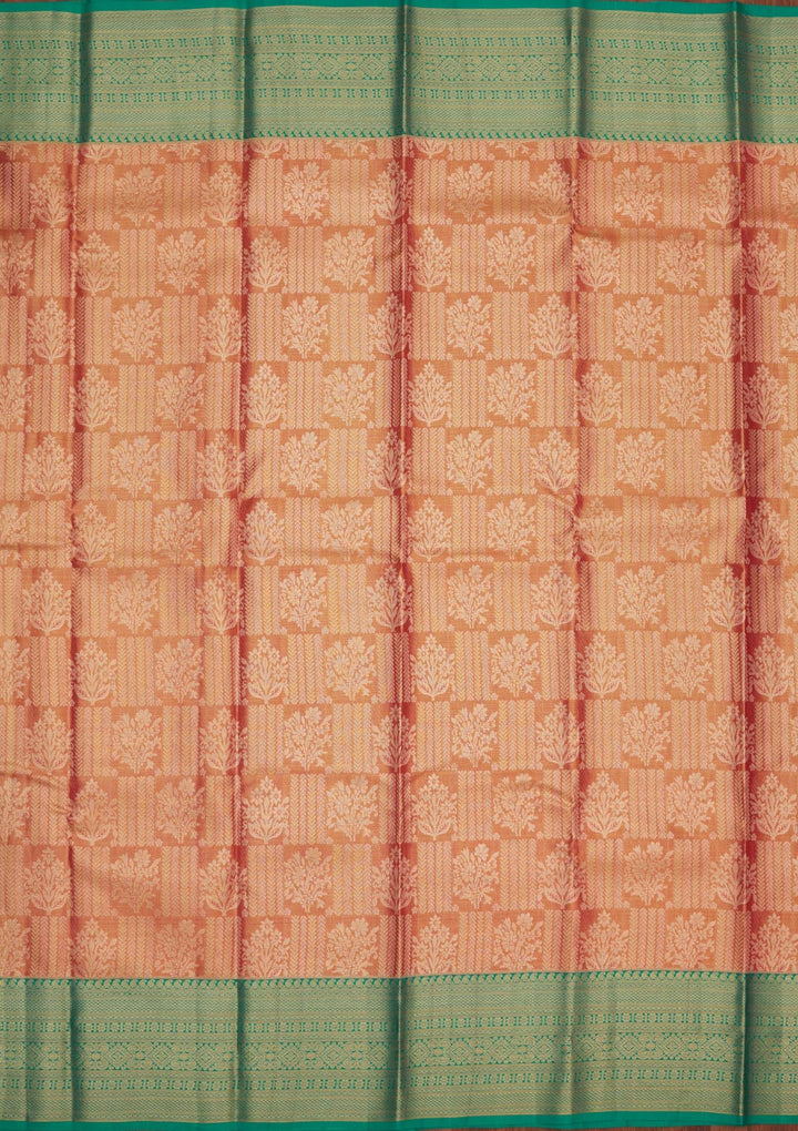 Peach Zariwork Pure Silk Saree-Koskii