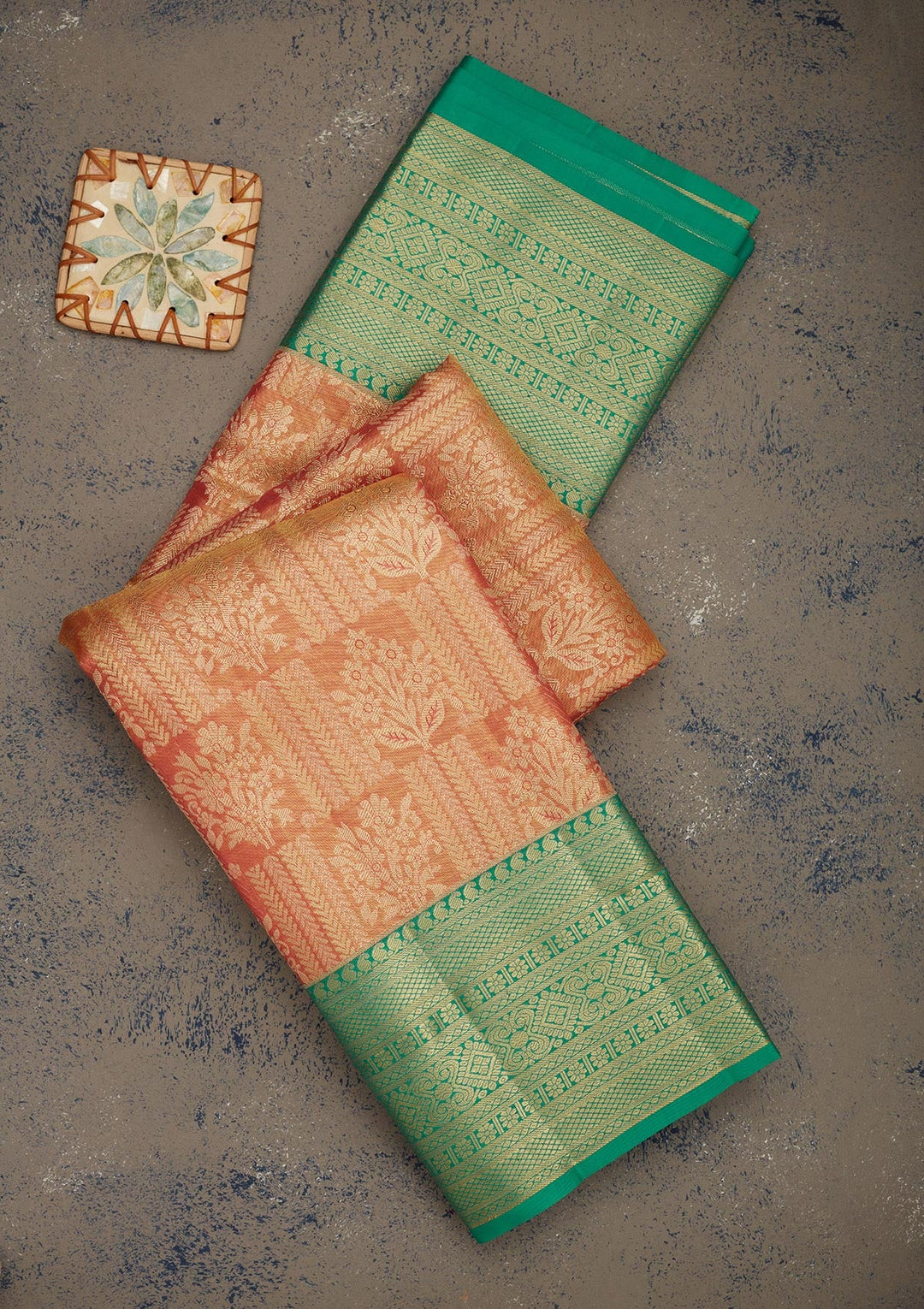 Peach Zariwork Pure Silk Saree-Koskii