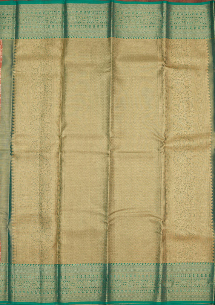 Peach Zariwork Pure Silk Saree-Koskii