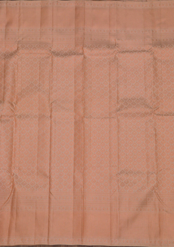 Peach Zariwork Pure Silk Saree-Koskii
