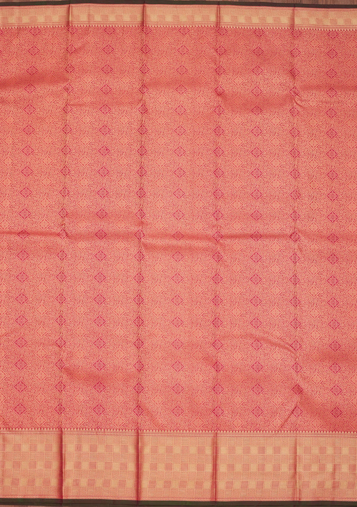Peach Zariwork Pure Silk Saree