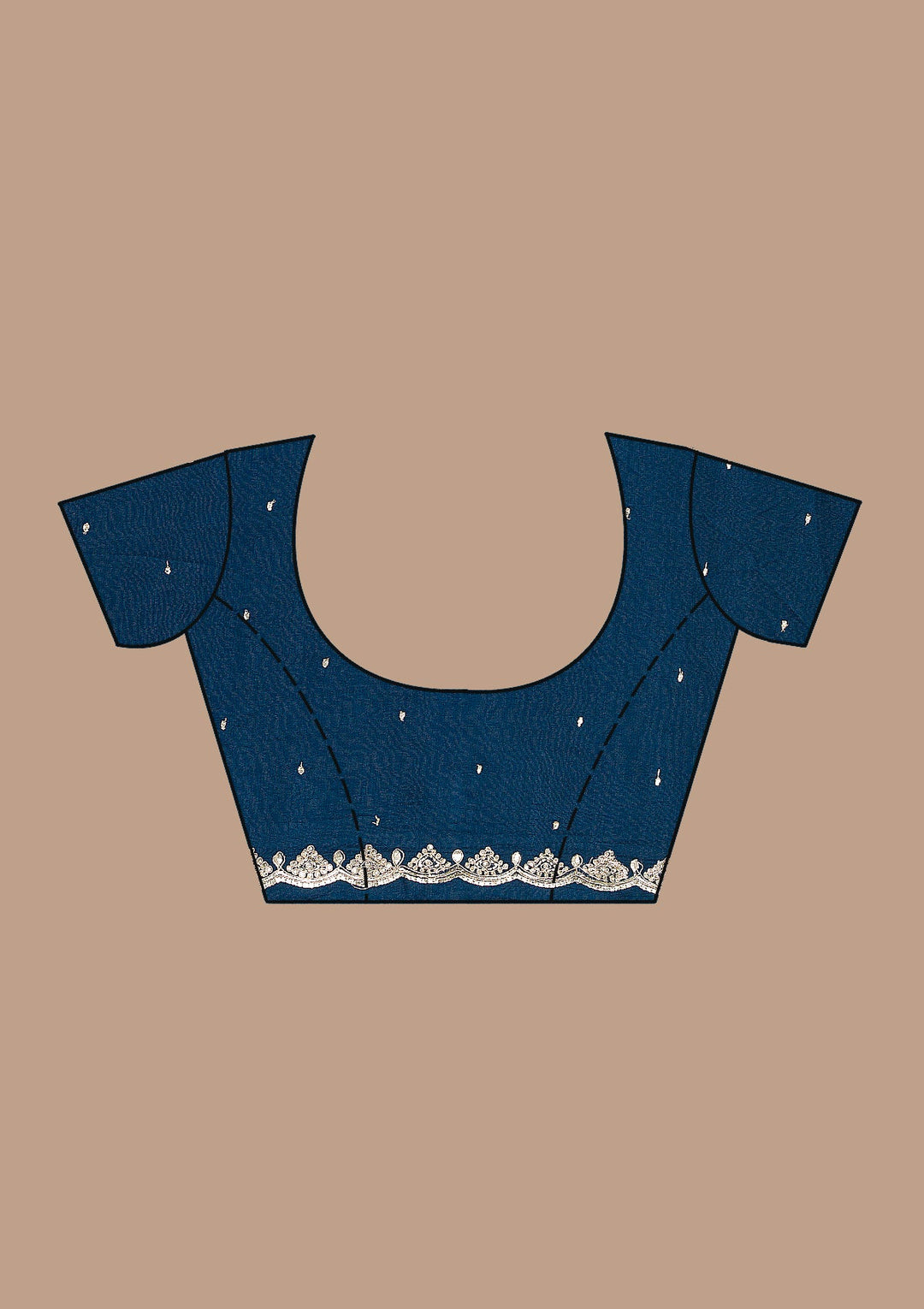 Peacock Blue Gotapatti Raw Silk Saree-Koskii