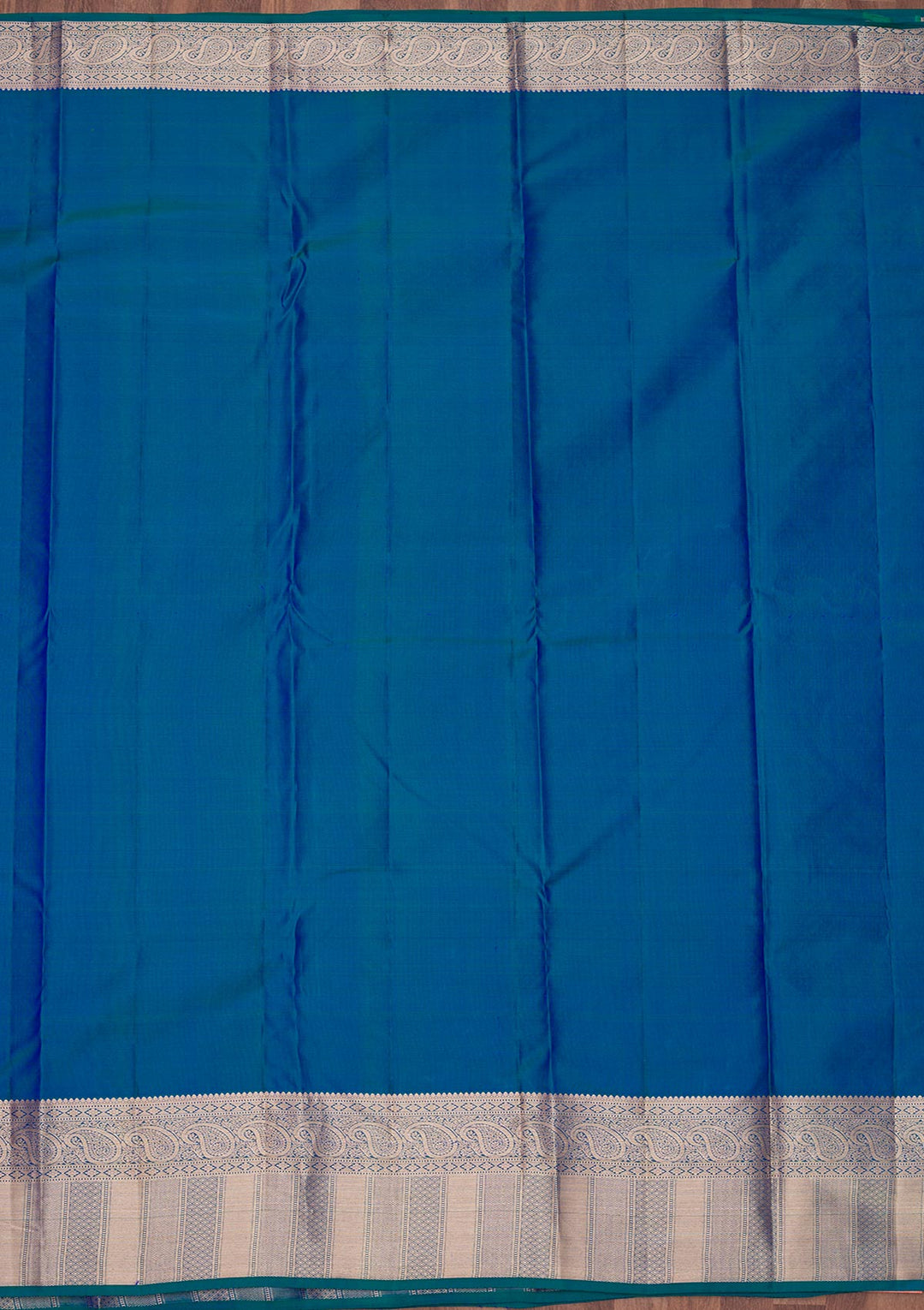 Peacock Blue Zariwork Pure Silk Saree-Koskii