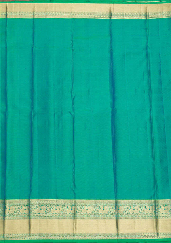 Peacock Green Zariwork Pure Silk Saree-Koskii