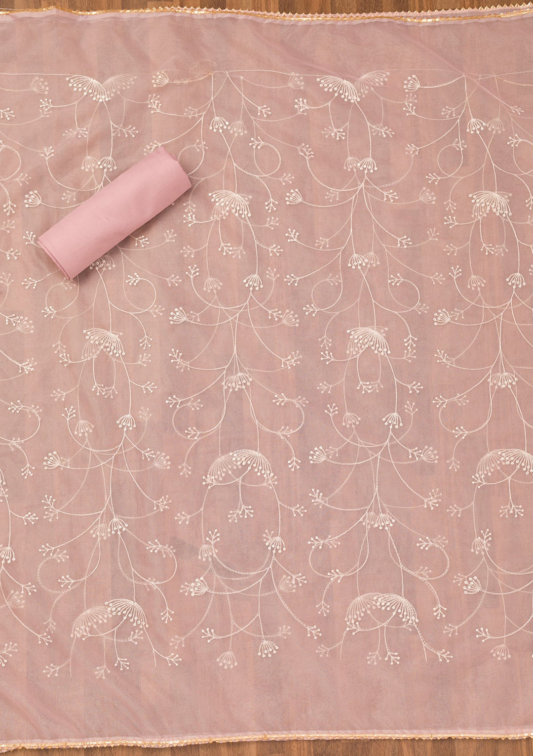 Pink Printed Tissue Unstitched Salwar Suit-Koskii