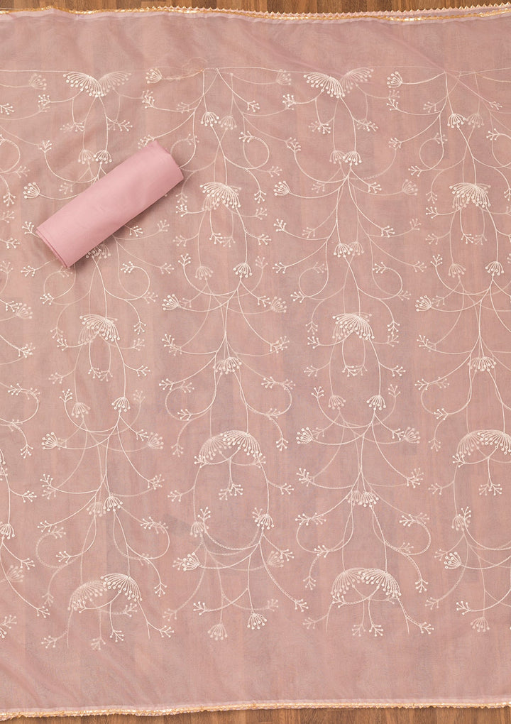 Pink Printed Tissue Unstitched Salwar Suit-Koskii