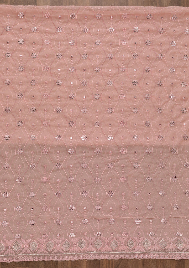 Pink Sequins Georgette Unstitched Salwar Suit-Koskii
