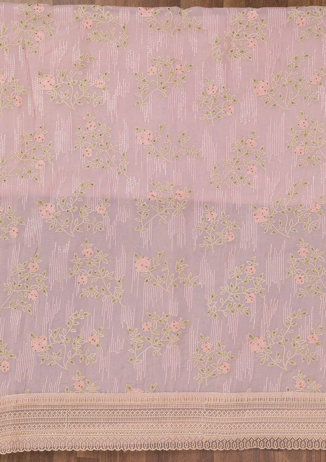 Pink Threadwork Tissue Unstitched Salwar Suit-Koskii