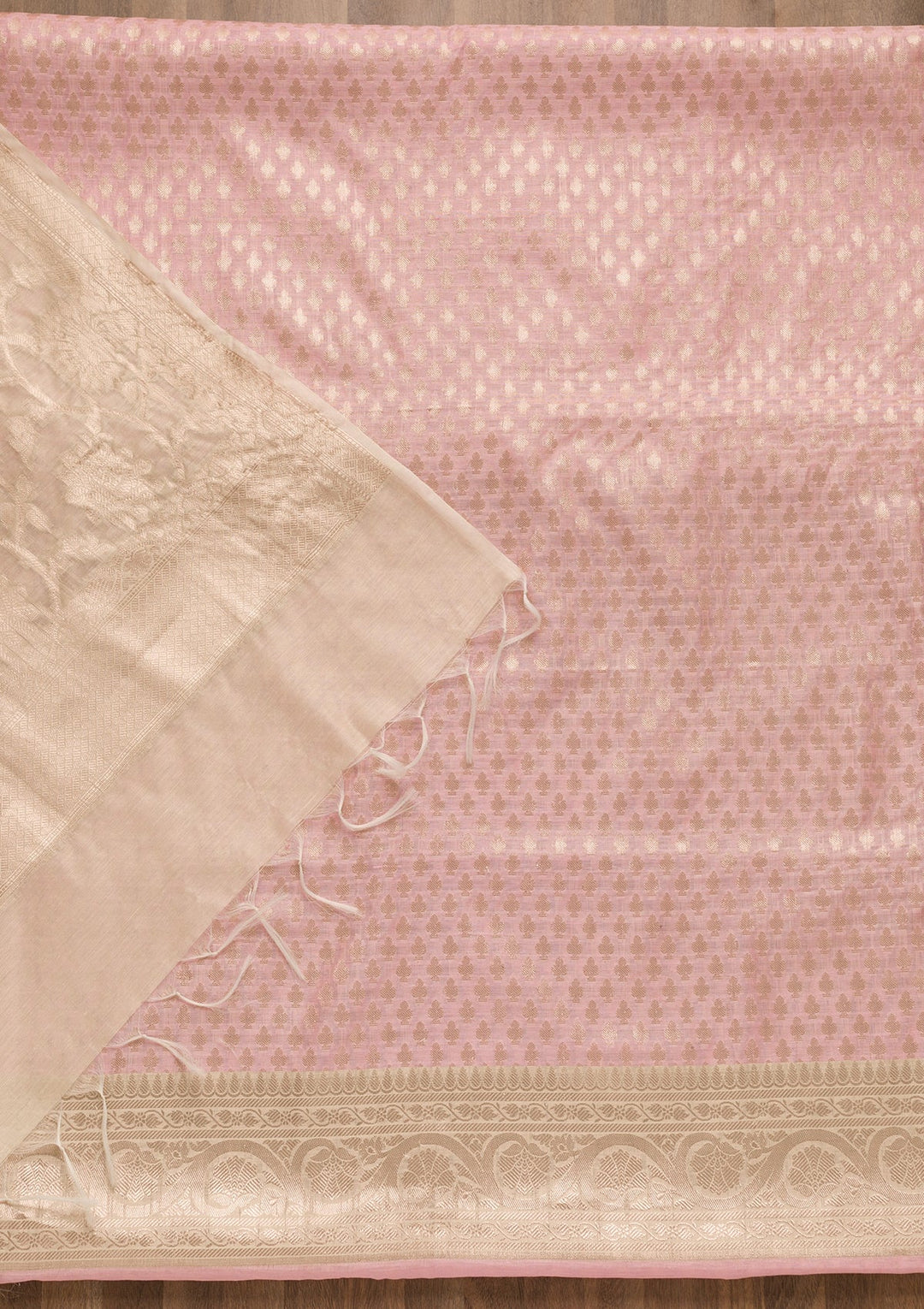Pink Zariwork Banarasi Unstitched Salwar Suit-Koskii