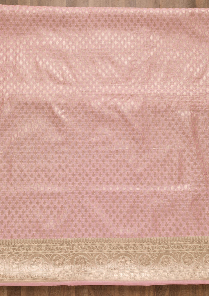 Pink Zariwork Banarasi Unstitched Salwar Suit-Koskii