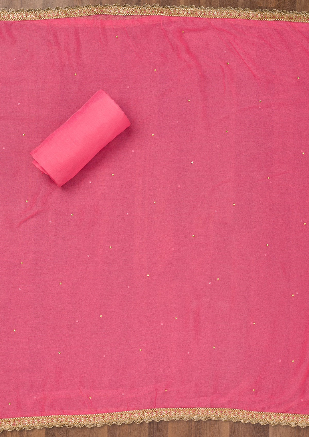 Pink Zariwork Organza Unstitched Salwar Suit-Koskii