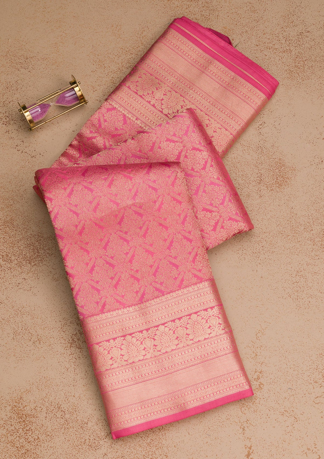 Pink Zariwork Pure Silk Saree-Koskii
