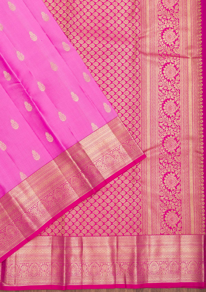 Pink Zariwork Pure Silk Saree-Koskii