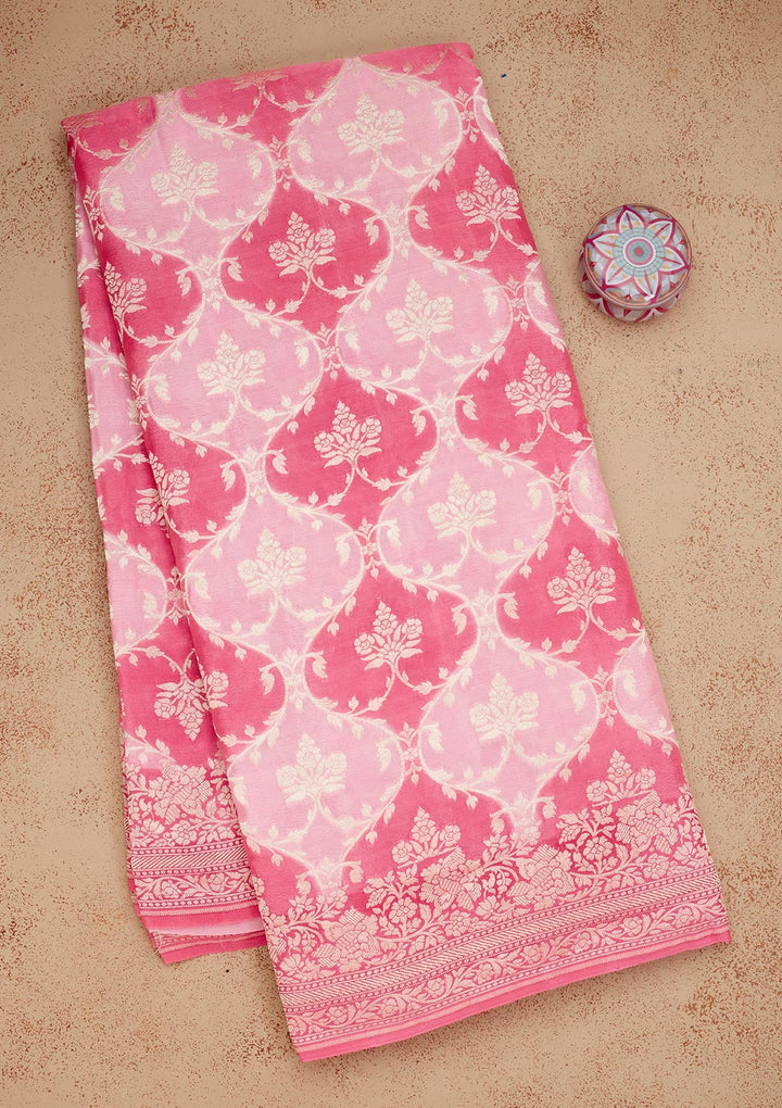 Pink Zariwork Pure Silk Saree-Koskii