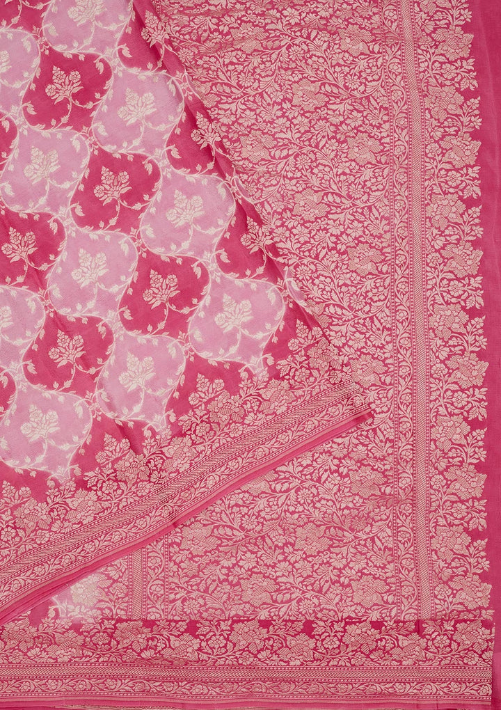 Pink Zariwork Pure Silk Saree-Koskii
