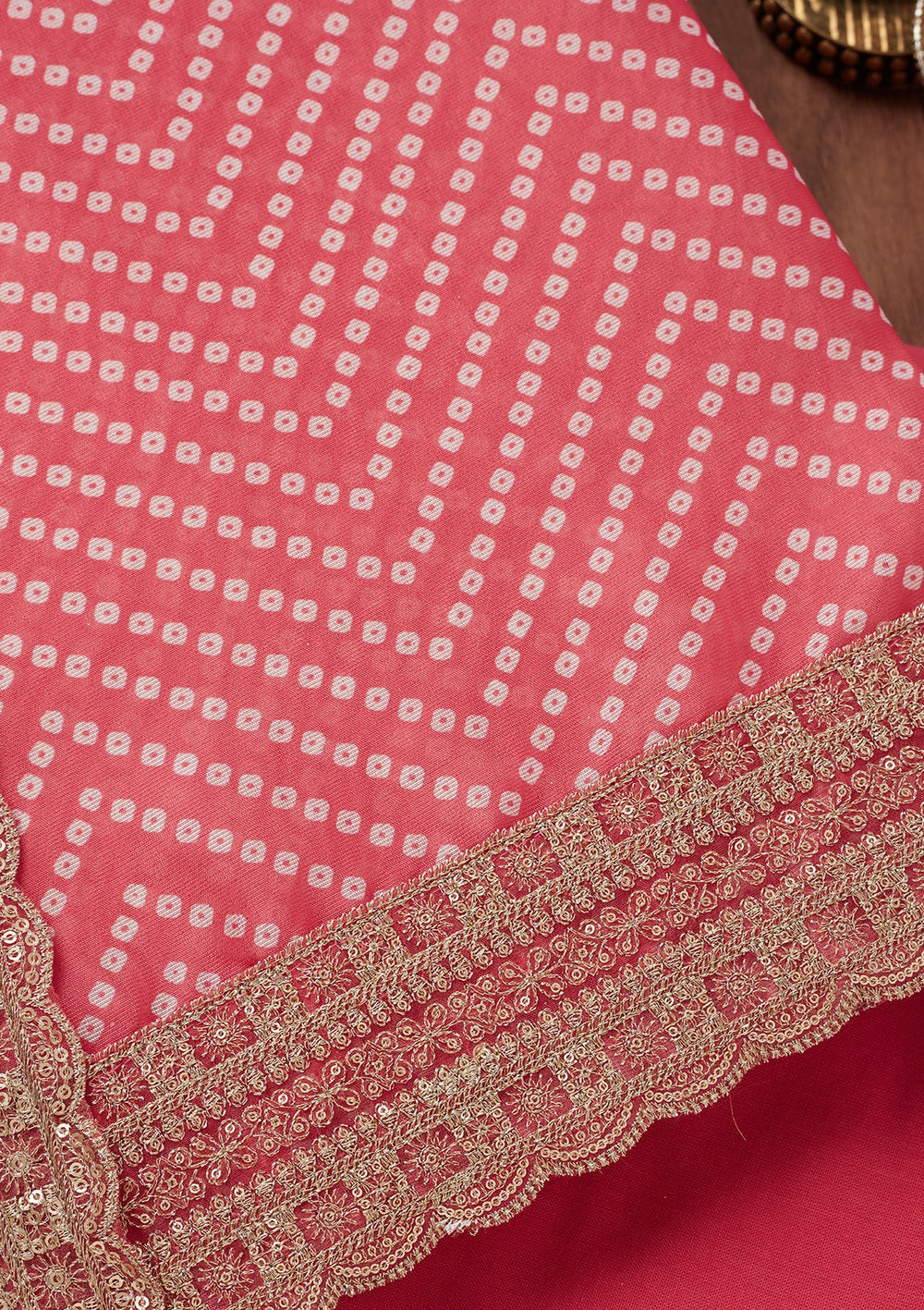 Pink Zariwork Tissue Unstitched Salwar Suit-Koskii