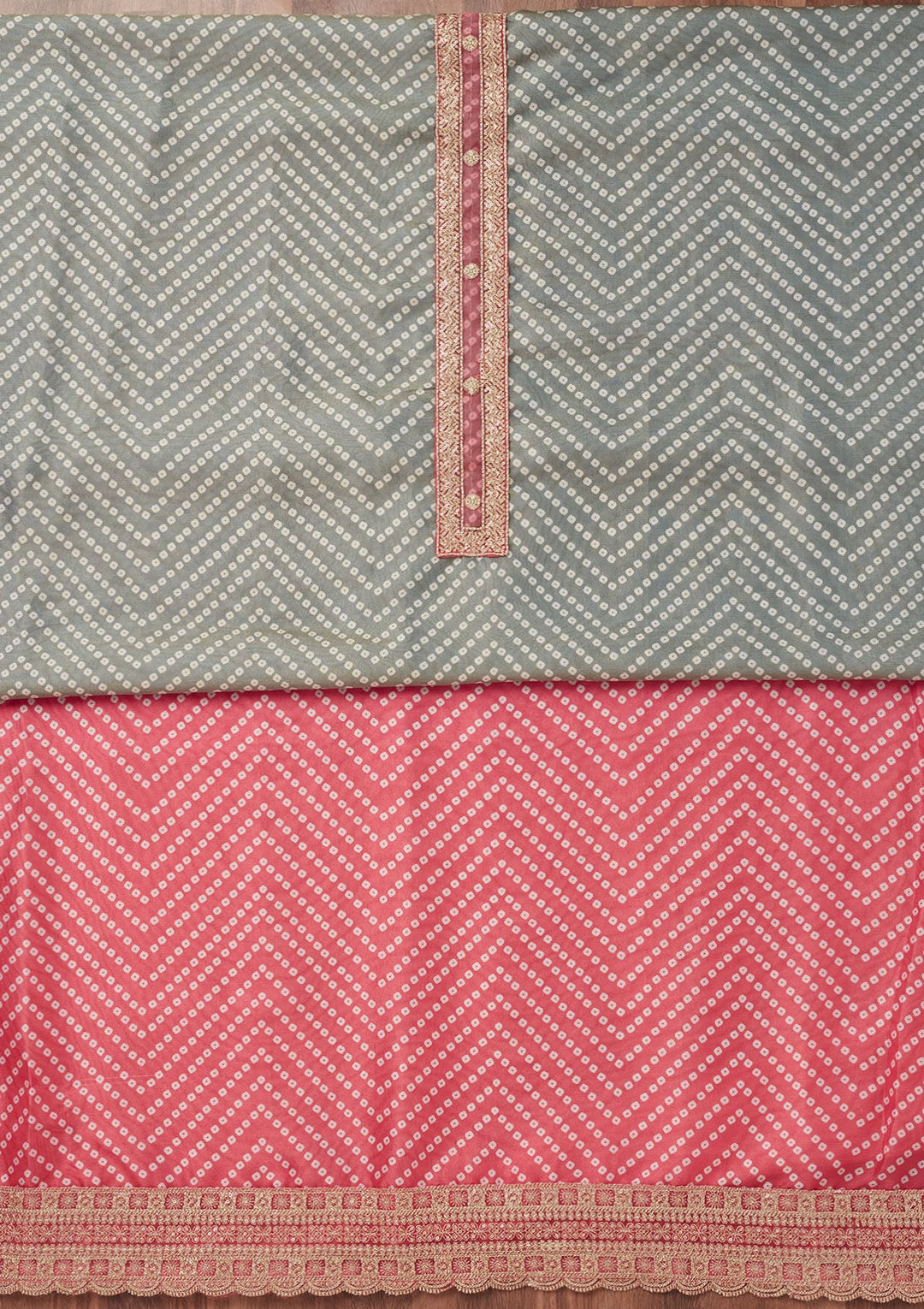 Pink Zariwork Tissue Unstitched Salwar Suit-Koskii