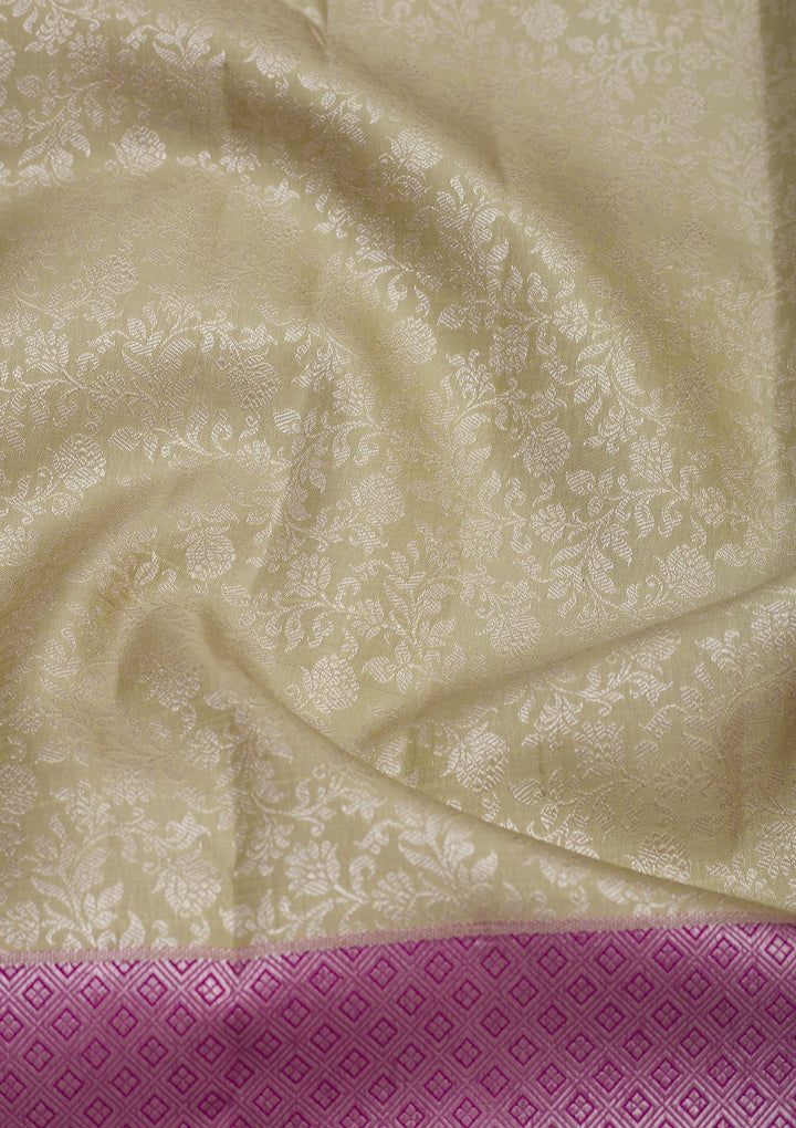 Pista Green Zariwork Pure Silk Saree-Koskii