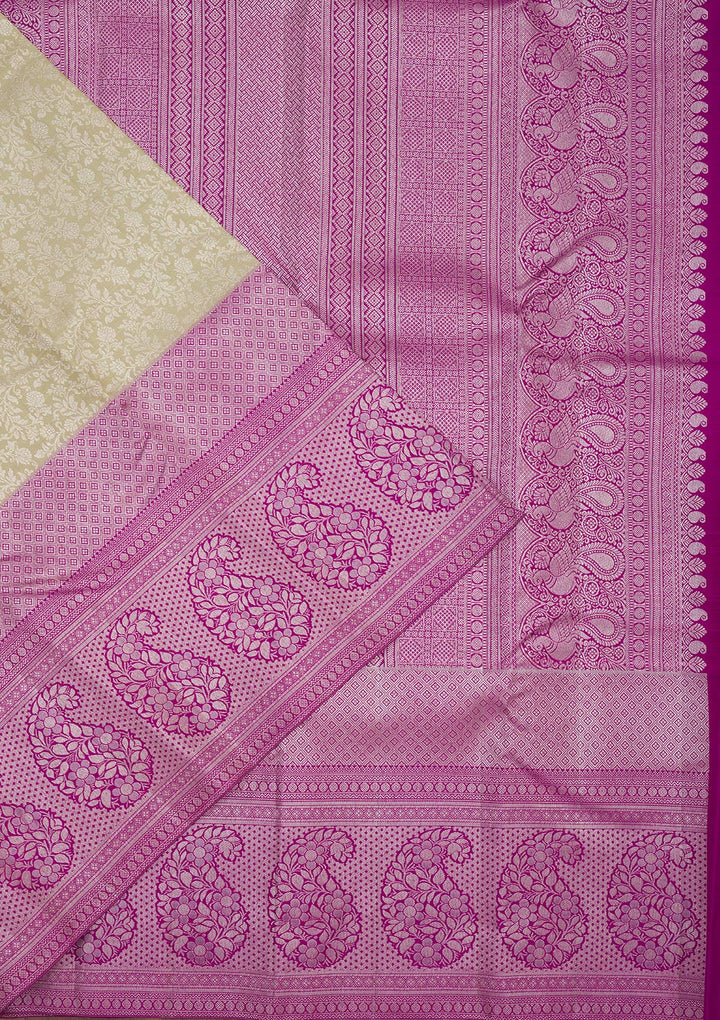 Pista Green Zariwork Pure Silk Saree-Koskii