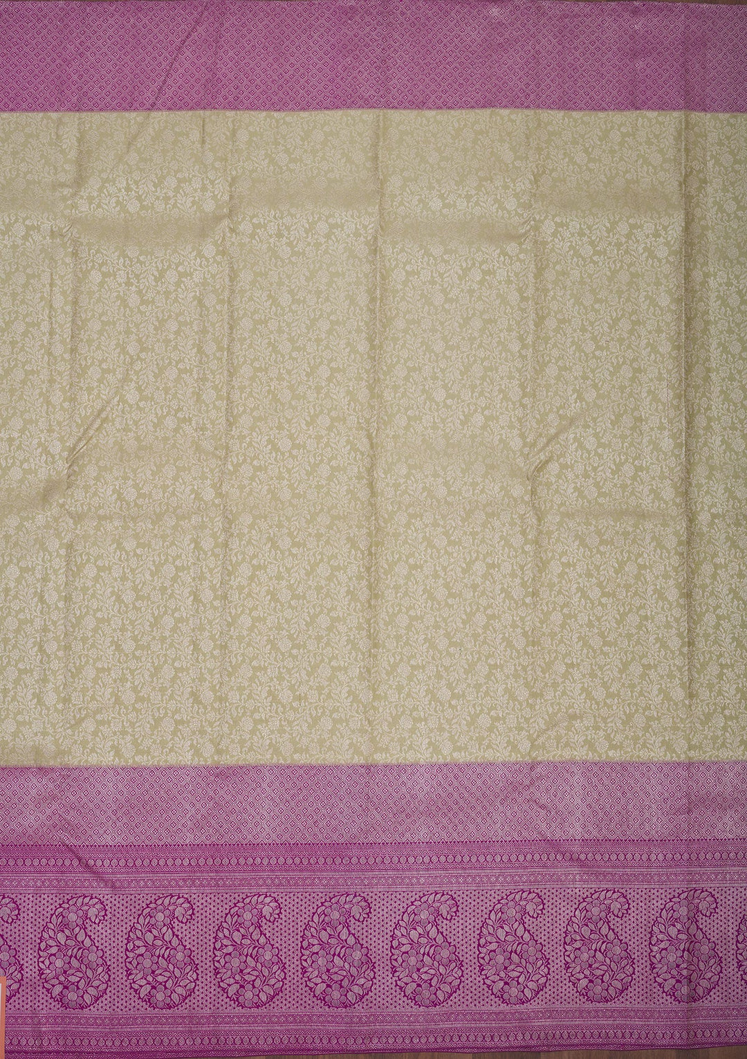 Pista Green Zariwork Pure Silk Saree-Koskii