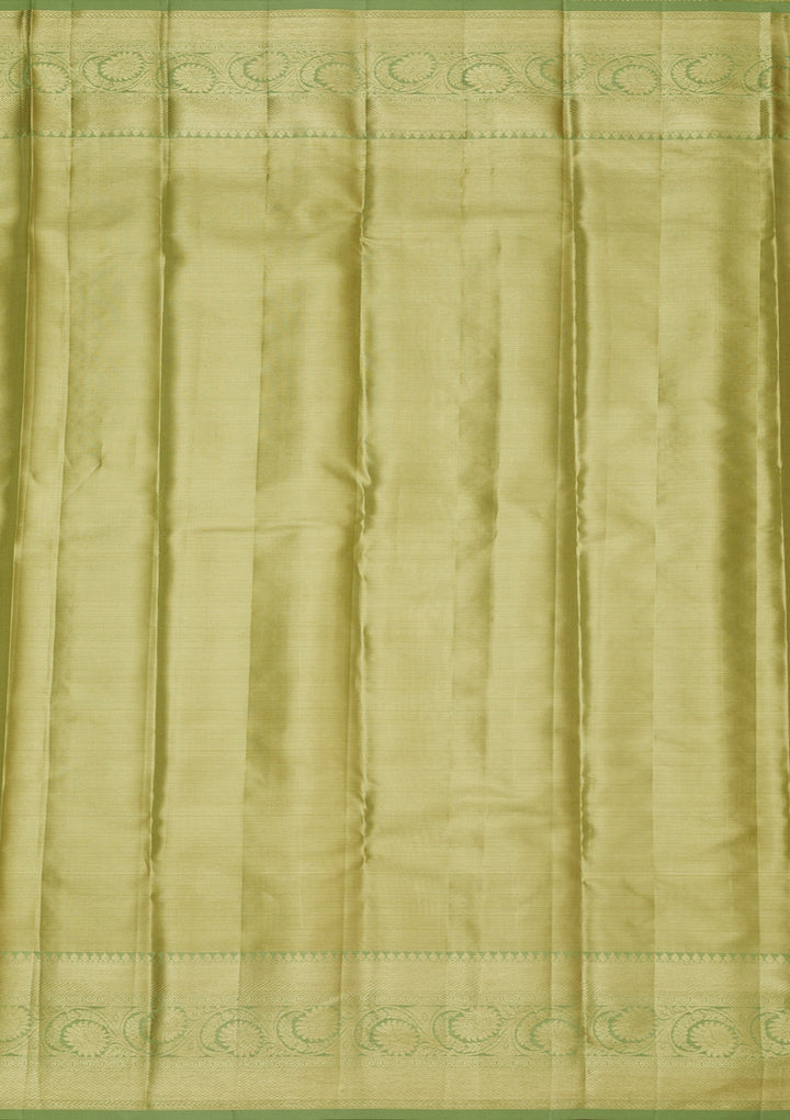 Pista Green Zariwork Pure Silk Saree-Koskii