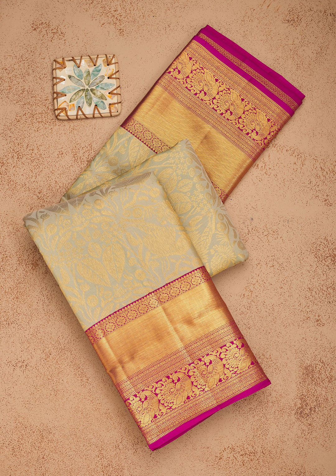 Pista Green Zariwork Pure Silk Saree-Koskii