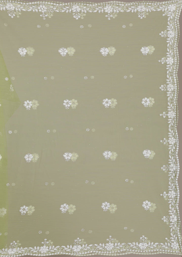 Pista Green Pearlwork Net Gown-Koskii