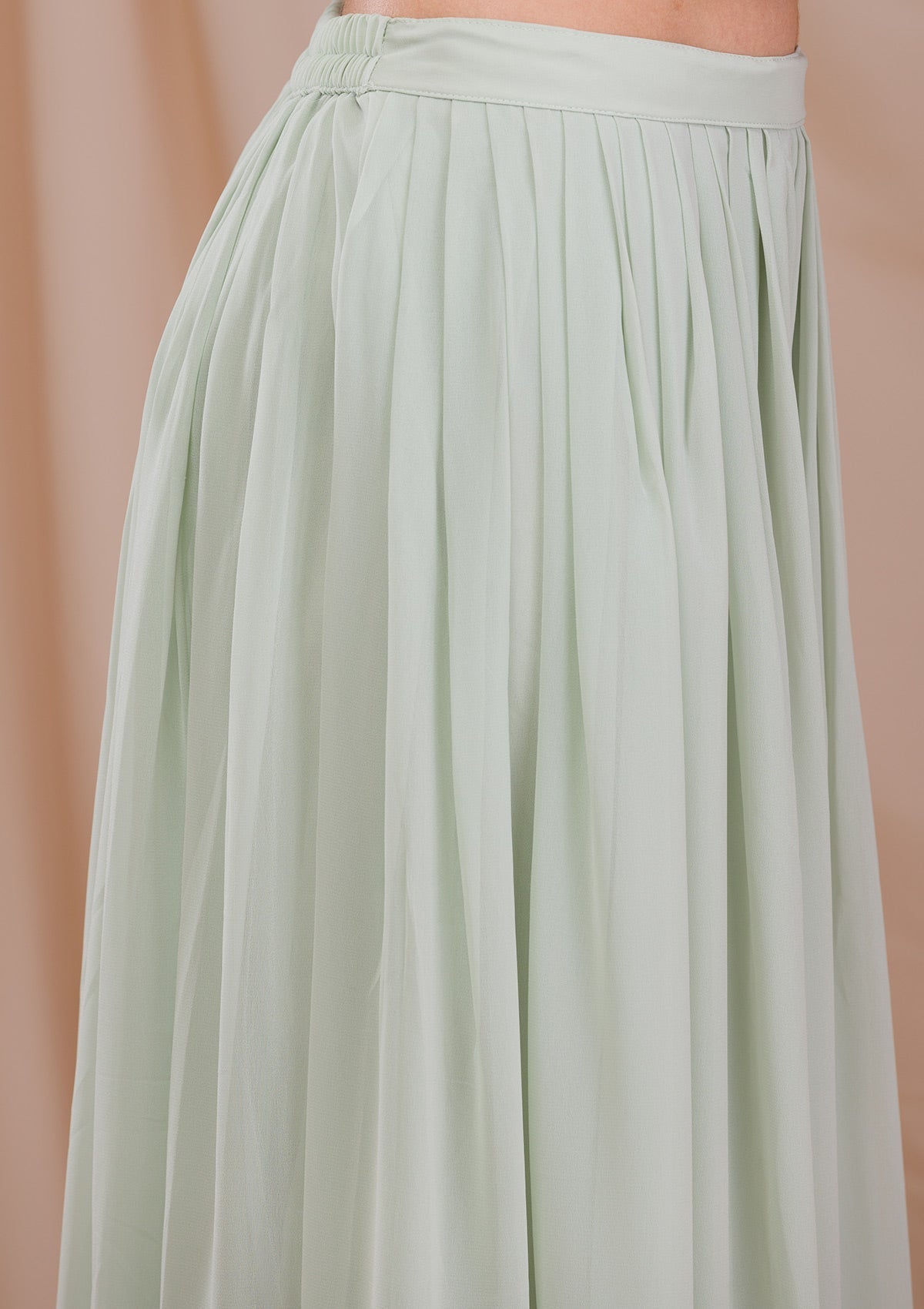 Pista Green Sequins Georgette Readymade Salwar Suit-Koskii