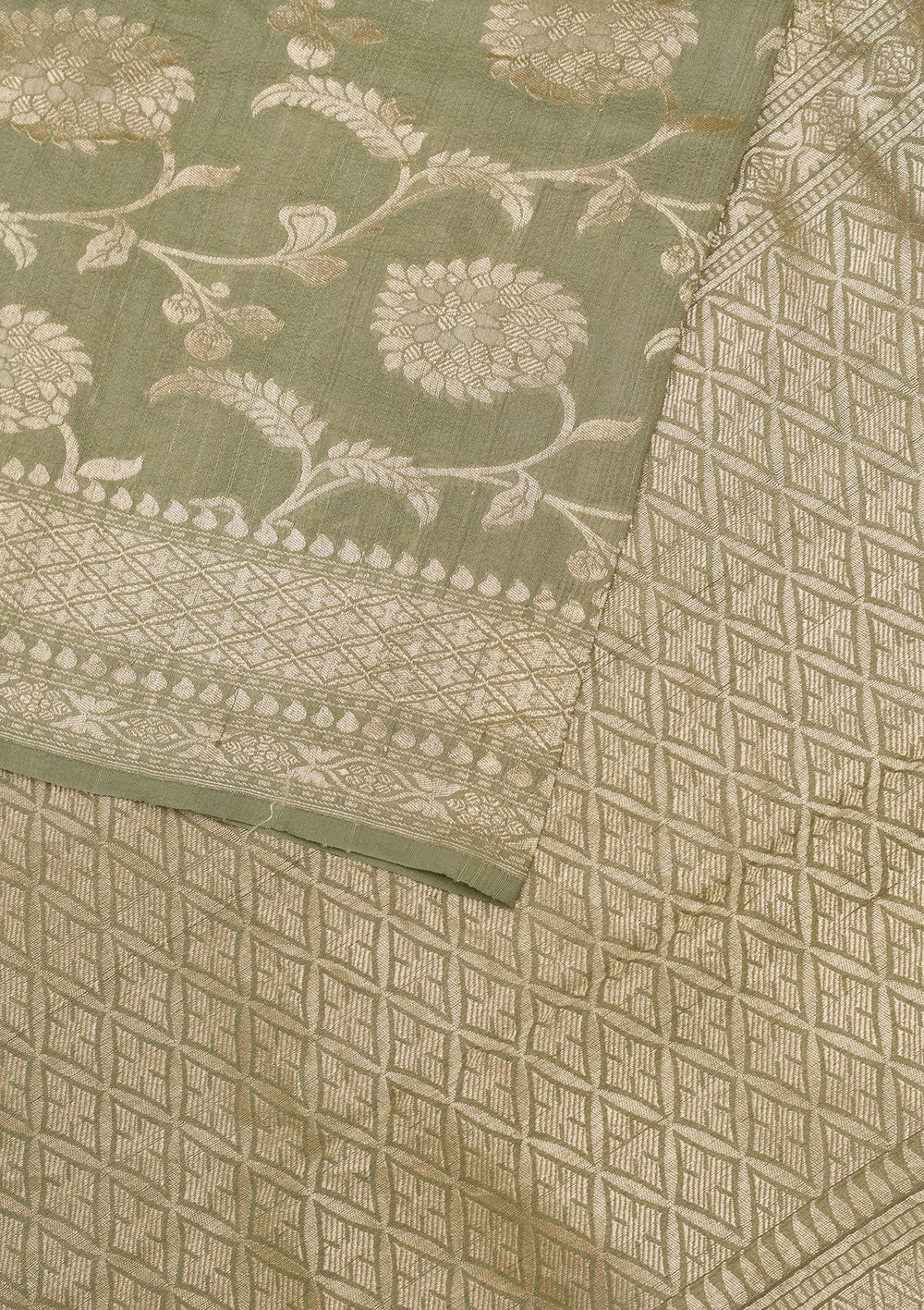 Pista Green Zariwork Banarasi Saree-Koskii