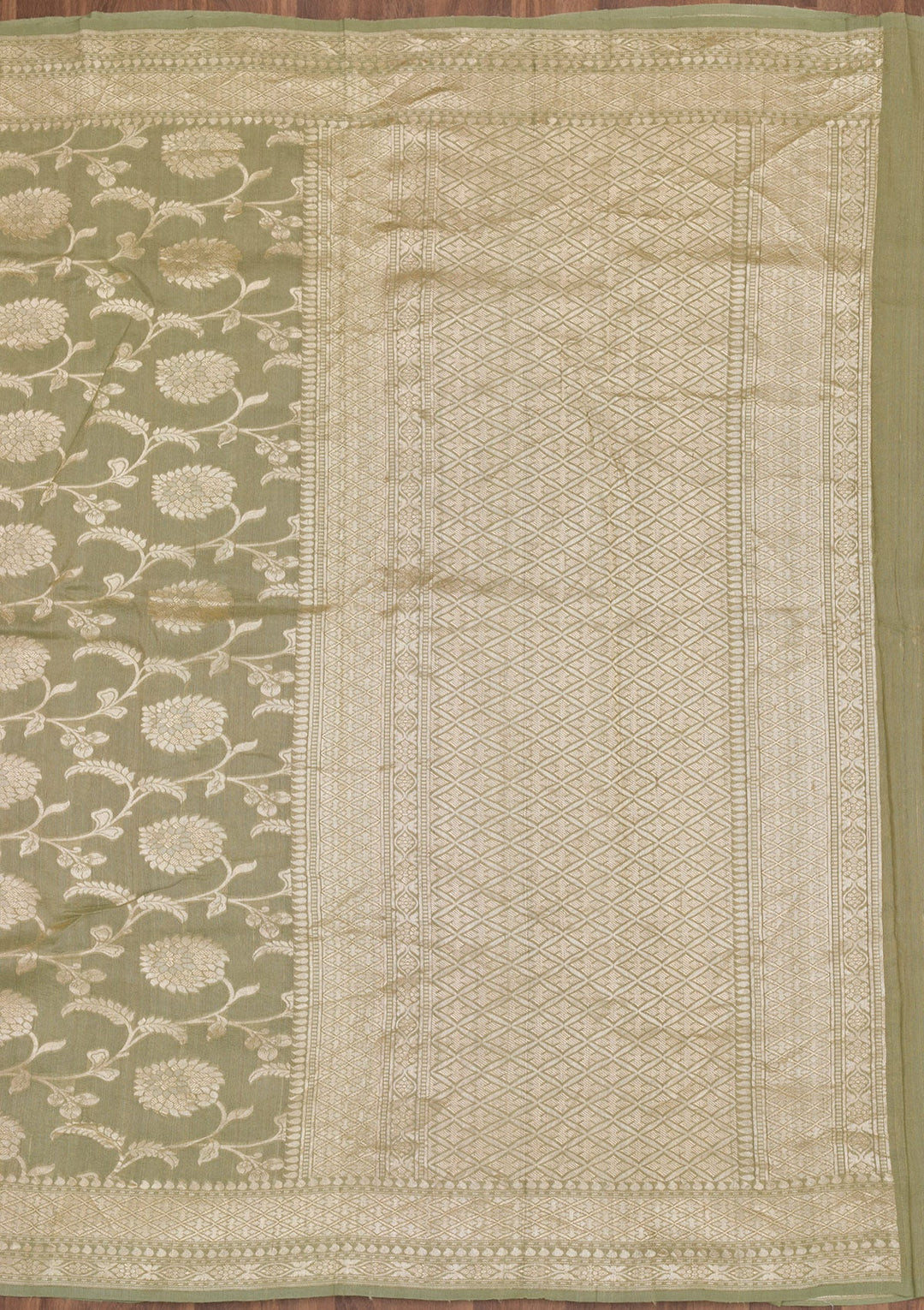 Pista Green Zariwork Banarasi Saree-Koskii