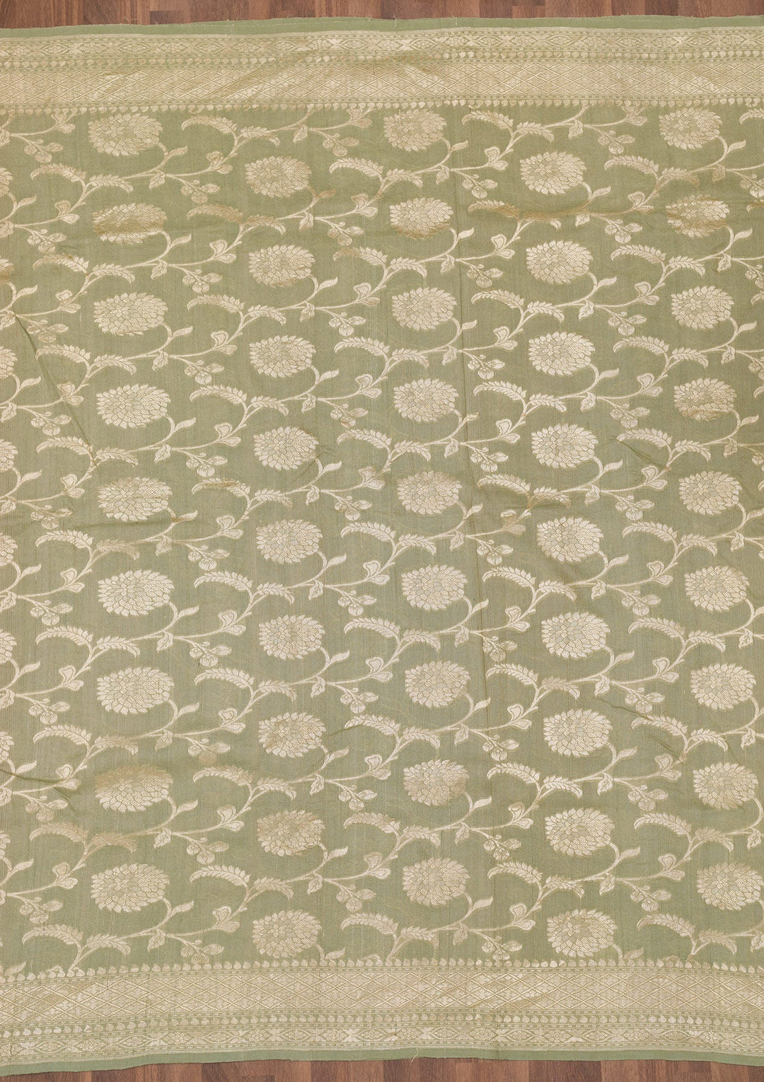 Pista Green Zariwork Banarasi Saree-Koskii