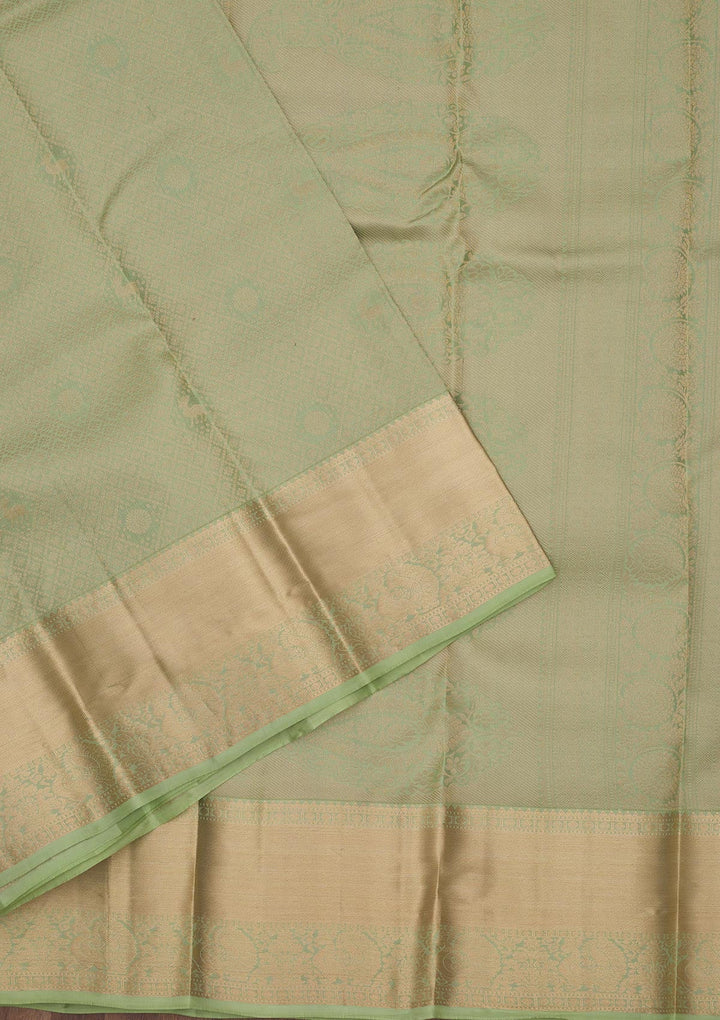 Pista Green Zariwork Pure Silk Saree