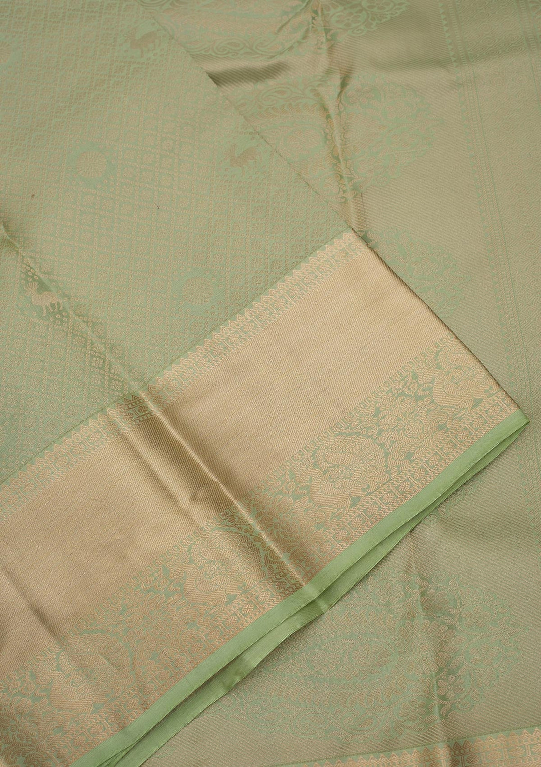 Pista Green Zariwork Pure Silk Saree
