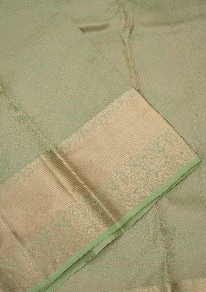 Pista Green Zariwork Pure Silk Saree