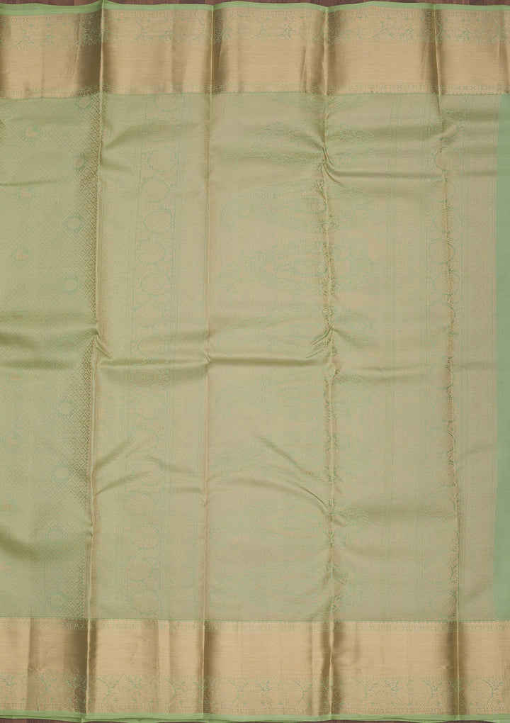 Pista Green Zariwork Pure Silk Saree