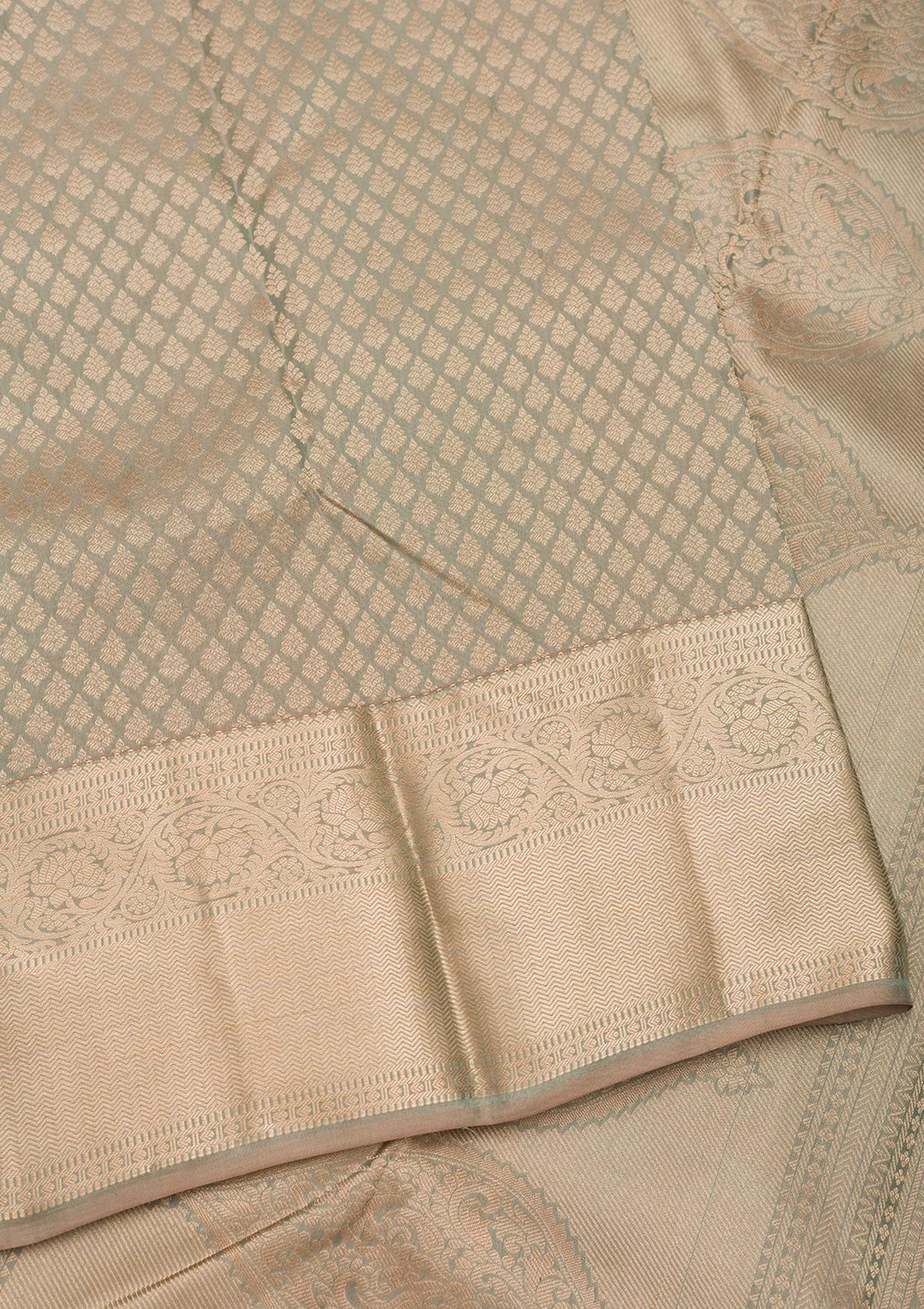 Pista Green Zariwork Pure Silk Saree-Koskii