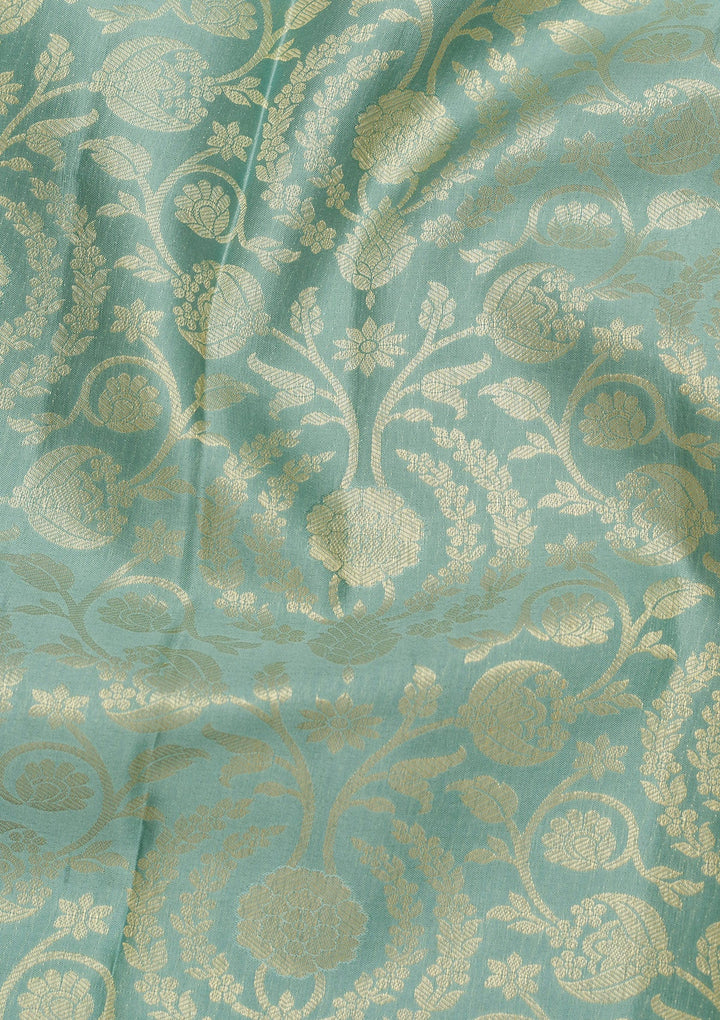 Pista Green Zariwork Pure Silk Saree-Koskii