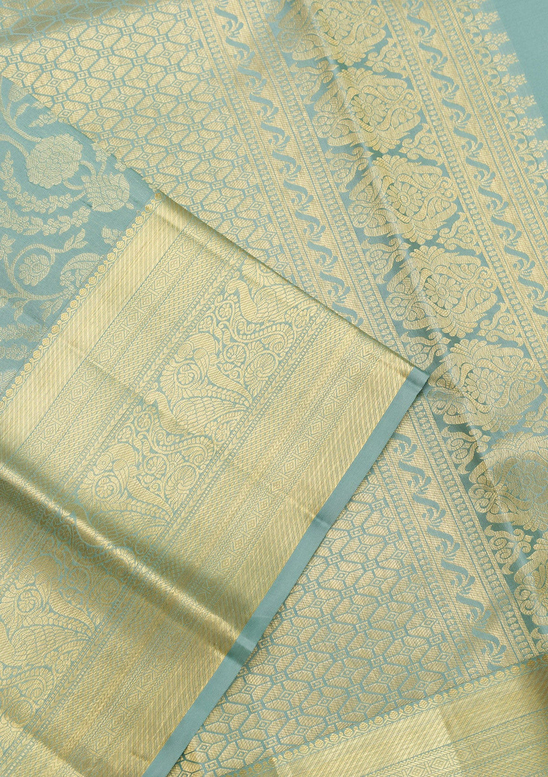 Pista Green Zariwork Pure Silk Saree-Koskii