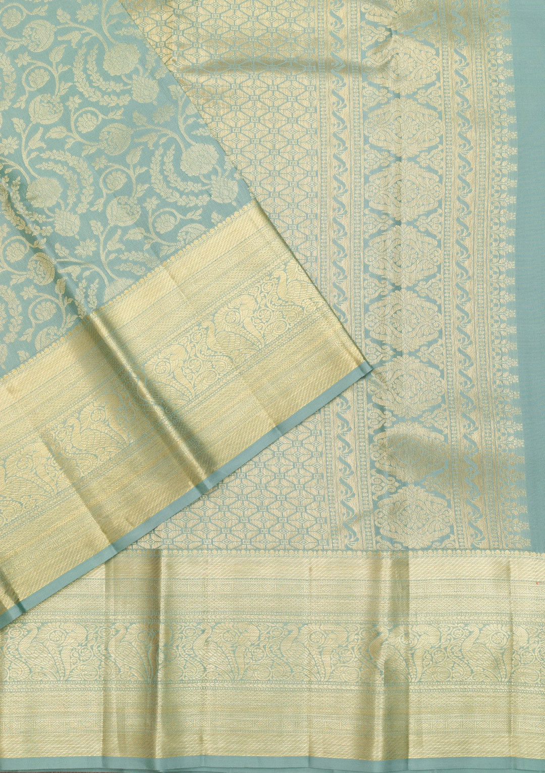 Pista Green Zariwork Pure Silk Saree-Koskii