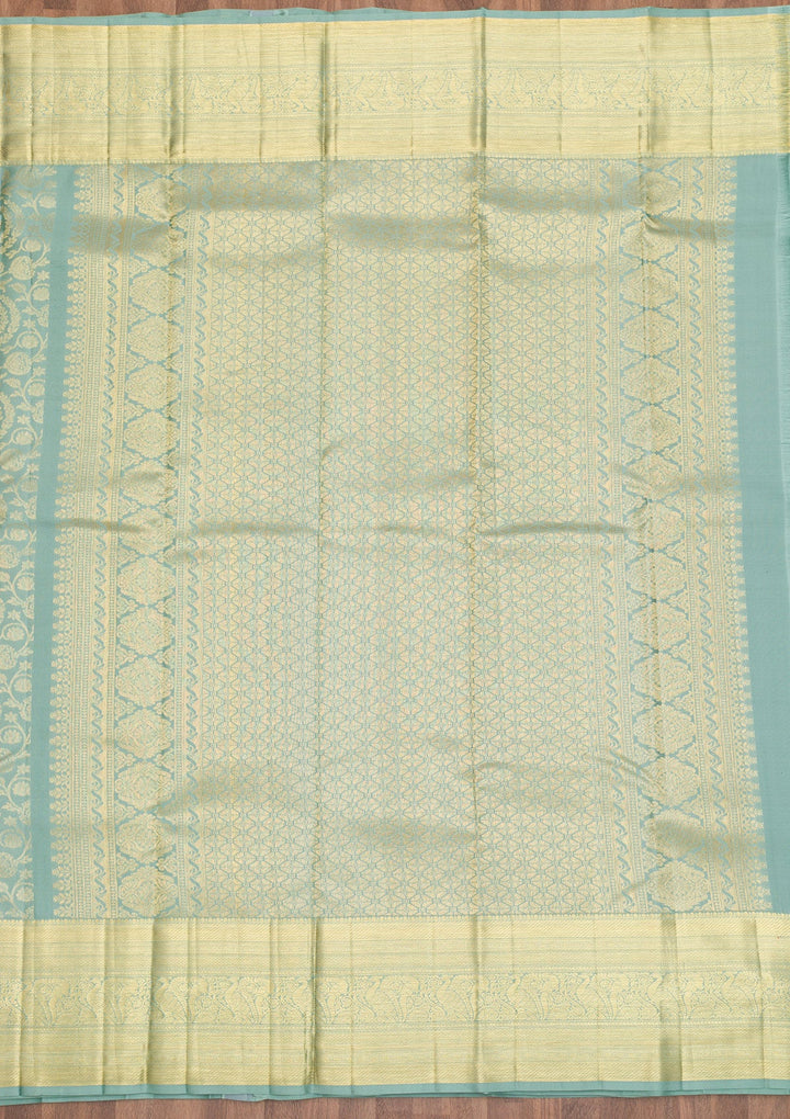 Pista Green Zariwork Pure Silk Saree-Koskii