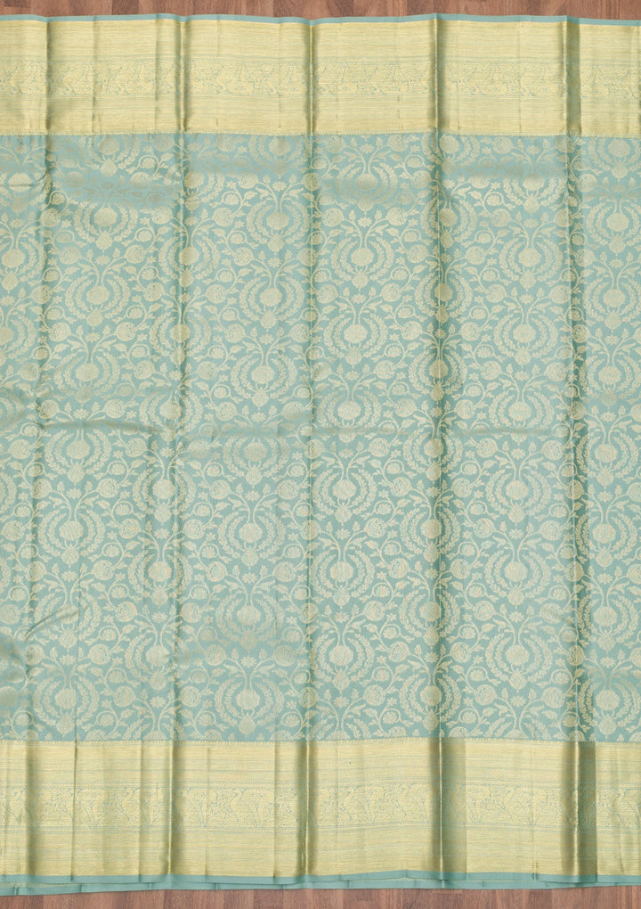 Pista Green Zariwork Pure Silk Saree-Koskii