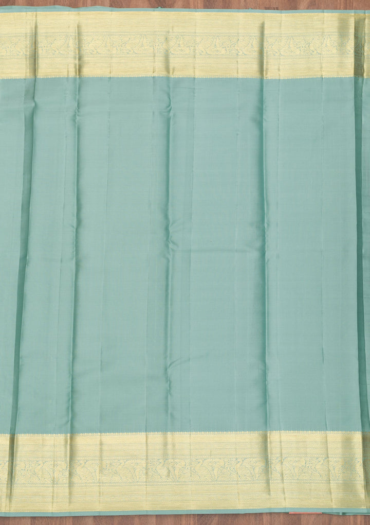 Pista Green Zariwork Pure Silk Saree-Koskii