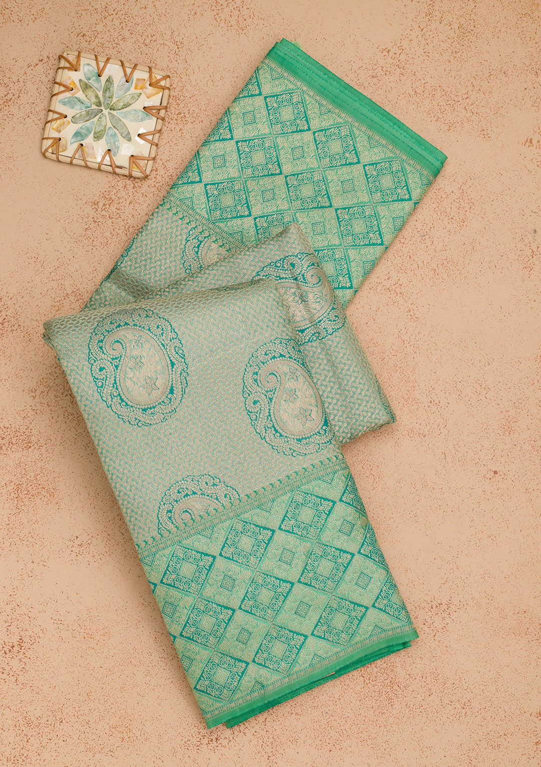 Pista Green Zariwork Pure Silk Saree-Koskii