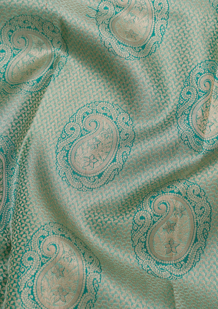 Pista Green Zariwork Pure Silk Saree-Koskii